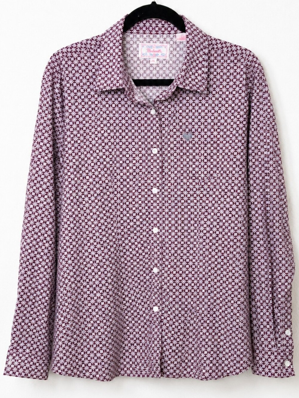 Panhandle XL Burgundy Geometric Cotton Button Down Western Cowgirl Coastal Boho